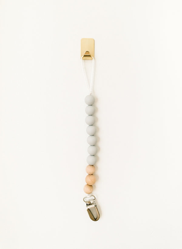 soft gray pacifier clip