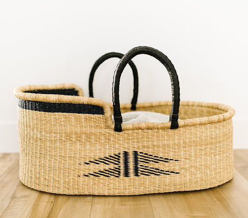 black + natural moses basket