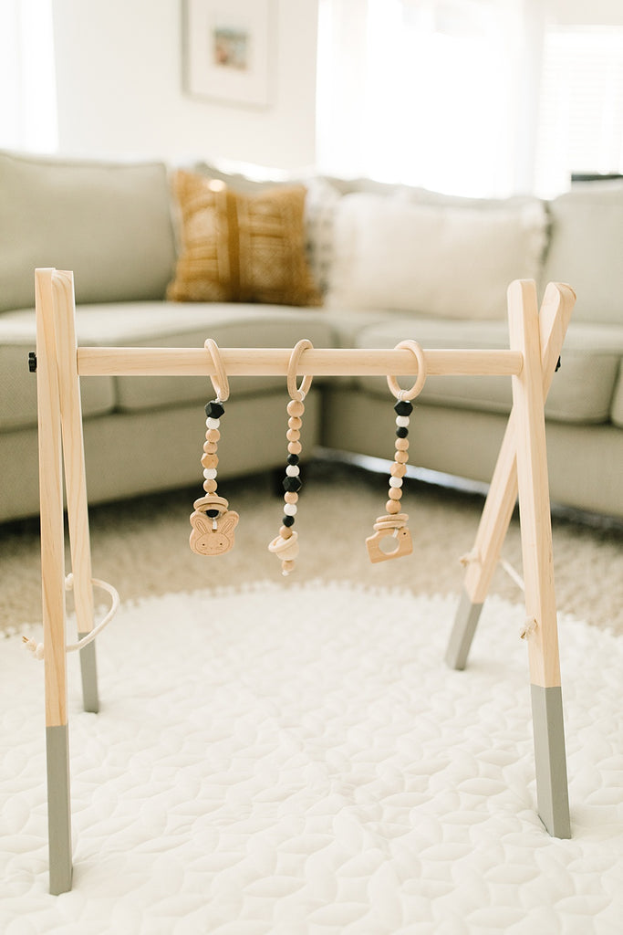 grey wooden play gym