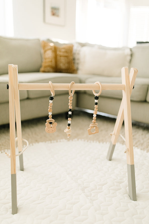 grey wooden play gym